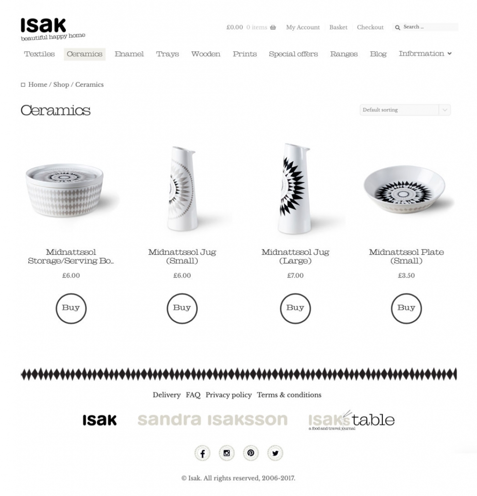 Isak products ceramics