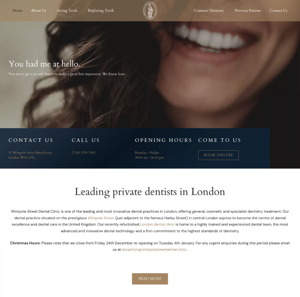 Wimpole Street Dental Clinic frontpage